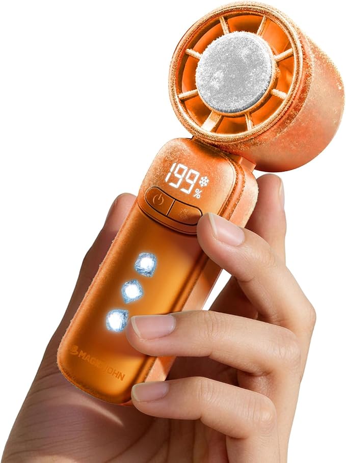 M-JOHN Mini Handventilator mit Kühlung (Weiß) | 199 Lüfterstufen 11h Laufzeit Akku aufladbar 139g